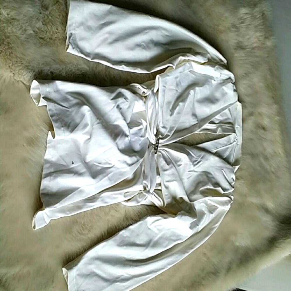 Brazil off white low neckline w open slit back